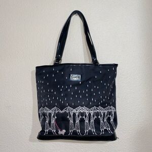 🎆 Adorable Lulu black w/white stitching tote bag!